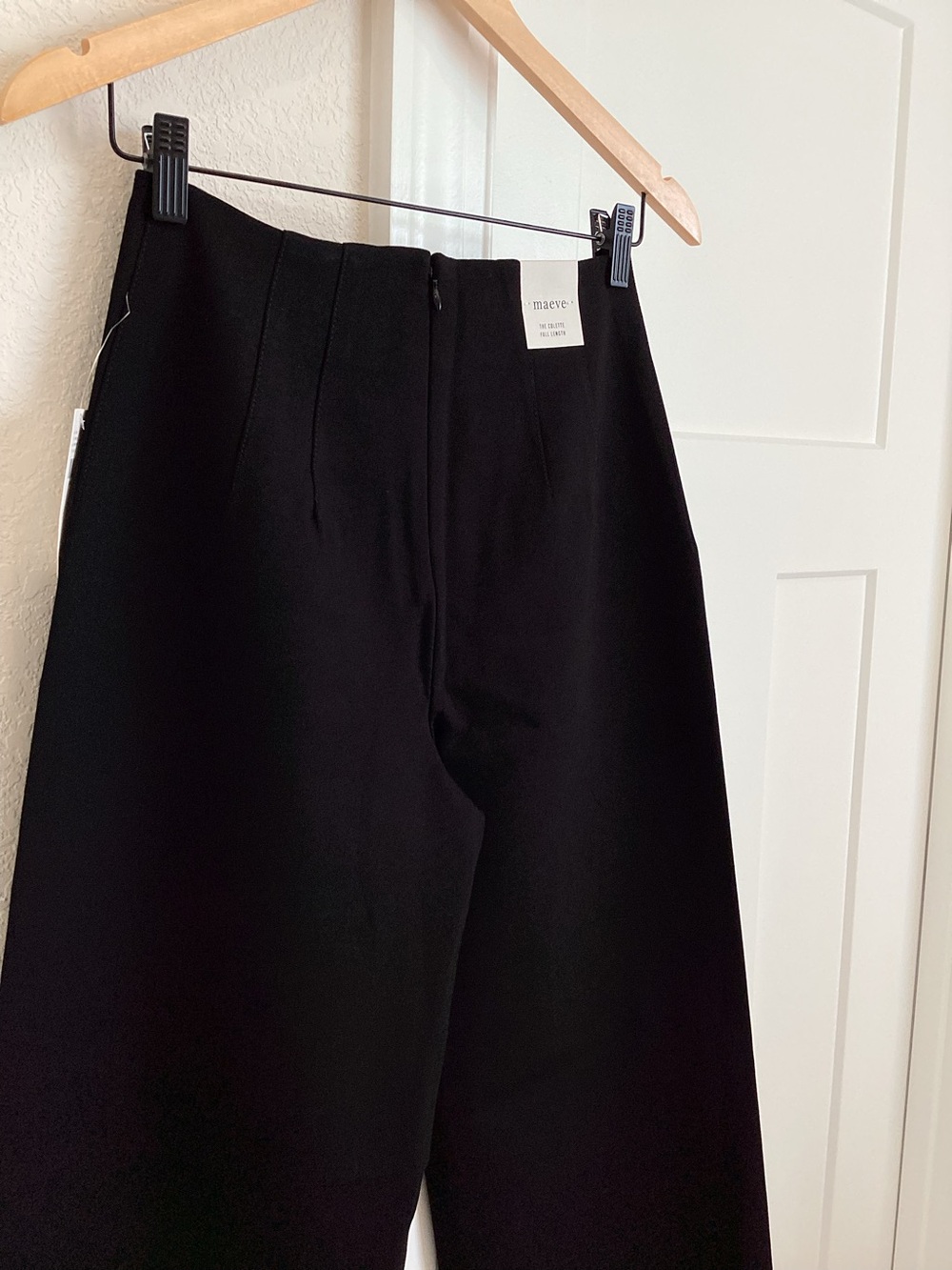 Anthropologie Colette Pants Maeve Full Length Wide Leg Embroidered Bow New Black - Picture 10 of 14